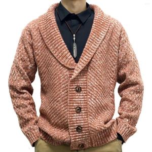 Herrtröjor Autumn Winter Warm Turn Down Collar Jackets Men Cardigan Fancy Sticked Long Sleeve Sweatercoat Tjock Male Coat