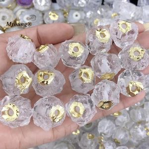 Pendant Necklaces Center Drilled Hand Knocked Rough Natural Clear Quartz Crystal Space Bead MY230481