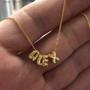 Pendant Necklaces 2023 New Mini Custom Bubble Name Necklace 3D Letter Necklace Personalized Balloon Bubble Letter Pendant Necklace Gifts Jewelry Q231026