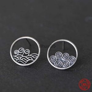 Stud Mkendn 925 Sterling Silver Creative Retro Ausch Clouds Earring Chinese Style Ear Pin For Men Women Fine Jewelry YQ231026