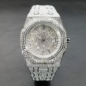 Orologi da donna Orologio con diamanti Bling Hip Hop per uomo Orologio da polso al quarzo ghiacciato argento di lusso Orologi impermeabili in acciaio inossidabile di moda 231025