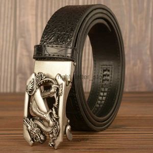 Belts High Quality Mens Dragon Design Alloy Buckle Split Leather Belt Fashion Cow Jeans Casual Pants Accessories Must; YQ231026