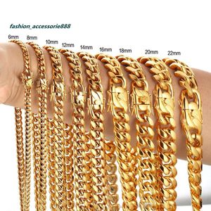 Thailand Hip hop Permanent Men Miami Stainless Steel 18k Gold Plated jewelry Good Cuban Goldfiled Chains Necklaces Chains