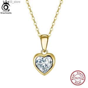 Pendant Necklaces ORSA JEWELS 14K Gold Plated Sterling Silver Brilliant Heart Cubic Zirconia Necklace Premium CZ Pendant 925 Jewelry Gifts APN04 Q231026