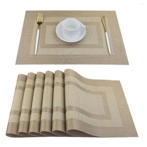 Bord mattor 1pc fast färg PVC placemat rektangel dubbel ram matta värmeisolering hem minimalistisk dekorera köksmaterial