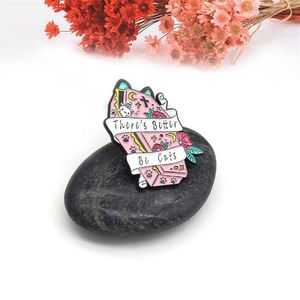 Pins Brooches There's Better Be Cats Enamel Pin Cartoon Animal Pink Cat Coffin Lapel Backpack Jackets Cute Badge Jewelry3366