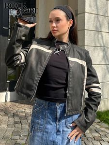 Women's Leather Faux Leather Rockmore Leather Jackets Autumn Fashion Moto Biker PU Coats for Women Vintage y2k Streetwear Casual Zipper Outerwear 231026