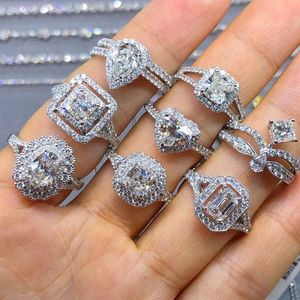 Choucong unika lyxsmycken Real 925 Sterling Silver Multi Style Ring White Topaz Cz Diamond Gemstones Women Wedding Band Ring 259k