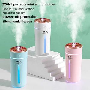 Difusores de óleos essenciais 270ML Mini umidificador de ar portátil com bateria embutida USB Ultrasonic Household Aromatic Anion Mist Machine LED Night Light 231026