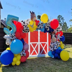 Christmas Decorations 1set Farm Party Decoration Balloon Garland Arch Kit Cow Animal Birthday Backdrop Latex Air Globos Baby Shower Kids Supplies 231026