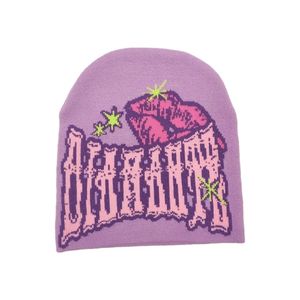 Шапка-бини с черепом, вязаная шапка-бини для женщин Y2K, модные зимние вязаные шапочки для девочек, женские и взрослые головные уборы унисекс 231025