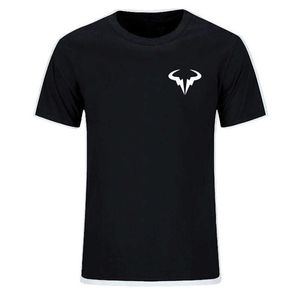 T-shirt da uomo Nuovo popolare tennista Rafael Nadal da uomo nero a maniche corte in cotone T-shirt da uomo di alta qualità O213P