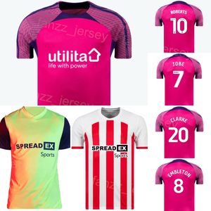 Vereinsmannschaft 2023-24 Sunderland Fußballtrikot 20 Jack Clarke 17 Abdoullah Ba 24 Daniel Neil 7 Jobe Bellingham 1 Anthony Patterson Fußballtrikot-Kits Grün Rosa Rot