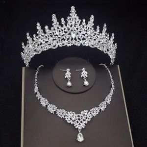 Wedding Jewelry Sets Crystal Bridal Jewelry Sets Women Tiaras Earrings Choker Necklace Wedding Dress Bride Crown Jewelry Set Costume Accessory 231025