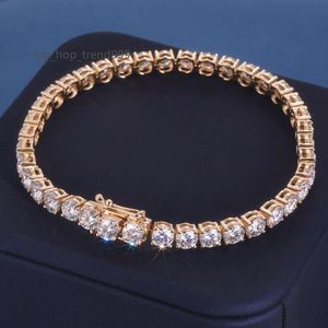 Personalizado real 9k 10k 14k 18k pulseira de ouro sólido d vvs moissanite laboratório natural diamante pulseira corrente de tênis