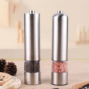 Mills Electric Automatic Salt Pepper Grinder Herb Spice Grain Household Kitchen Tool Solid Particles Ingredients 231026