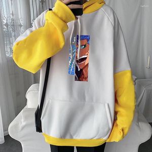 Herrtröjor anime blekmedel huva grimmjow jaegerjaques grafiska tryck män kvinnor manga sweatshirt harajuku unisex patchwork streetwear