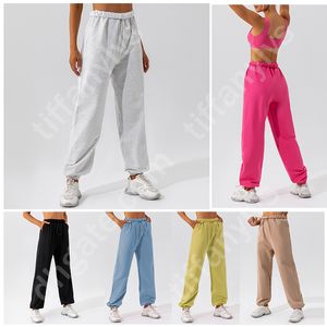 Kvinnors Lulu Yoga Löst midja Sportbyxor Kvinnor Street Dance Leisure Pants Straight Tube Pants Thicked Fitness Lantern Pants Multi Color Lulu Leggings