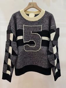 1021 2023 Runway Autumn Brand SAme Style Sweater Long Sleeve Crew Neck Black Apricot Pullover Fashion Clothes High Quality Womens qian