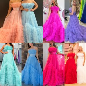 Kırıntı Catcher Ballgown Balo Elbisesi 2K24 Katmanlı fırfır Tül Etek Empire Lady Pageant Resmi Akşam Etkinlik Partisi Pist Siyah Tie Gala Quince Siyah Kırmızı Beyaz Lila