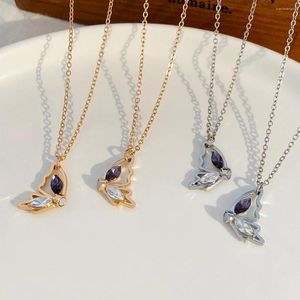 Pendant Necklaces Magnetic Couple Necklace For Women Lovers Crystal Butterfly Clavicle Chain Friend Friendship Jewelry Gifts