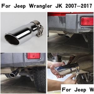 Other Exterior Accessories Stainless Steel Car Tail Pipe Exhaust Muffler Tip For Jeep Wrangler Jk 2007- Exterior Accessories Drop Deli Dhcuq