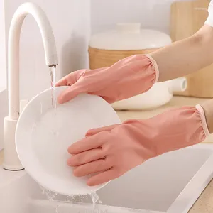 Disposable Gloves Dishwashing Warm Plush PVC Waterproof Kitchen Washing Dishes Housework Women's Cleaning