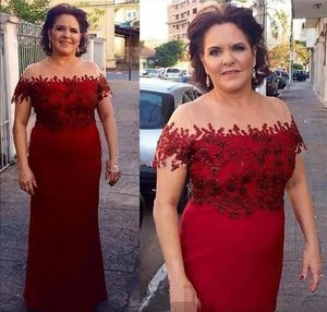 Elegante vermelho escuro mãe da noiva vestidos fora do ombro formal noivo madrinha noite festa de casamento convidados vestido plus size feito sob encomenda