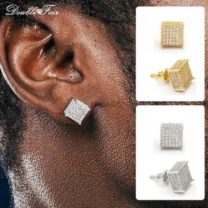 Stud Rock Iced Out Zirkon Gewinde Ohr Nadel Ohrringe für Männer Quadrate Gold Farbe Piercing Earing Frauen Punk Hip Hop schmuck E153 YQ231026