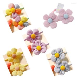 Accessori per capelli Ragazze del bambino Fascia di stoffa Corde per fiori Cravatte Piccola molla Porta coda di cavallo Copricapo per bambino 2 pezzi