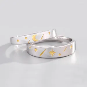 Cluster Rings 925 Sterling Silver Moon And Star Love Ring Lovers' Boyfriend Girlfriend Gift Fashion Men Women Lady Jewelry
