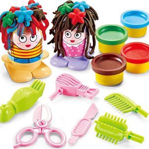 Massa de argila modelagem playdough argila colorida pedreiro cabeleireiro lama máquina de macarrão cabeleireiro sorvete fingir jogar diy plasticina molde espremendo brinquedo 231026