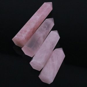70-80mm صخور طبيعية وردية وردية وردية وردية الكوارتز الكريستال ونقطة الشفاء الحجر المعدني Pink276O