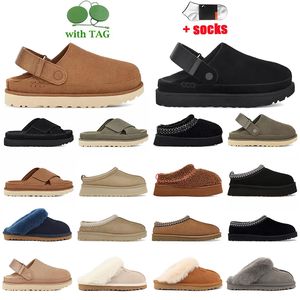 Tasarımcı Goldenstar Tazz Uggbraid Siyah Bej Terlikleri Boston Clogs Golden Star Sandal Çapraz Slaytlar Kadın Erkekler Tasman Sonbahar Mardın Tohumu Kestane Kış