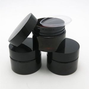 50 x 30 g leeres dunkelbernsteinfarbenes Haustier-Hautpflege-Cremeglas mit Kunststoffdeckel und Einsatz, 1 Unze Kosmetikbehälter Dpowm