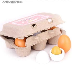 Kitchens Play Food 6PCS Preschool Educational Children Toys Wooden Eggs Kitchen Infant Play HouseKitchen Food Cooking Dinette Children Toys KitchenL231026