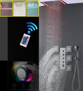 욕실 샤워 콤보 수도꼭지 믹서 세트 큰 물 흐름 샤워 밸브 빗 폭포 LED 샤워 헤드 7937523
