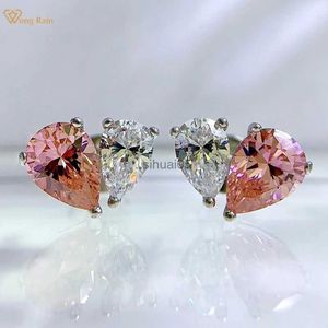 Stud Wong Chuva Sólida 925 Sterling Silver Pear Cut 5 * 7mm Rosa Safira Gemstone Ear Brincos Fine Jewelry para Mulheres Drop Shipping YQ231026