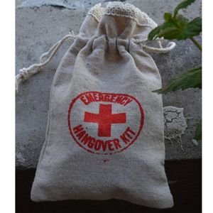 Hangover Kit Cross Linen Gift Pouch 9x15cm3 75x6inch Pack of 50 Party Candy DrawString Bag2699