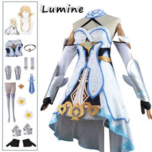 Cosplay Genshin Impact Kostüme Mädchen Niedlicher Anzug Lumine Kleid Perücke Haar Komplettes Set Outfits Halloween Party Kleidung für Frauen