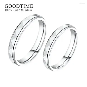 Cluster Rings Fashion 1 Piece Egagement Ring Pure 925 Sterling Silver Wave Edge Wedding Band Anniversary Jewelry For Couple Woman Man