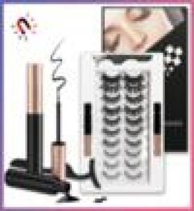 Kit ciglia magnetiche riutilizzabili da 10 paia e 2 tubi di eyeliner magnetico Kit ciglia 3D aggiornato con pinzette interne Magnetic3943035