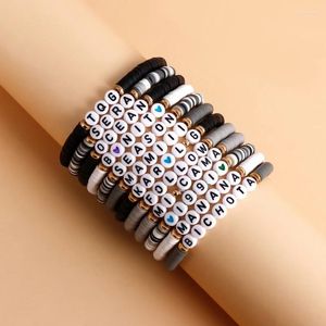 Charm Armbänder 12 PCs Mehrfarbige Buchstaben einstellbares Handseil Liebe Herzkristallperle