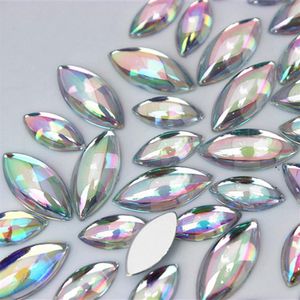 200pcs 7 15 9 20mm AB Clear Horse Eye Marquise Shape Acrylic Rhinestone Strass Beads Diy Bride Dress Clothes Decoration ZZ183210V