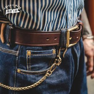 Belts Maden Tooling Cow Genuine Leather Luxury Strap Male Pin Buckle Waist New Fashion Coffee Classice Belt for Men High Quality YQ231026