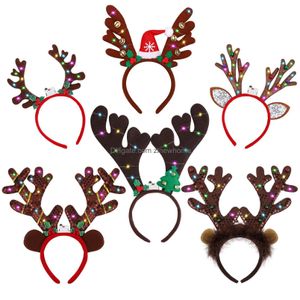 Рождественские украшения L светодиодная повязка на голову с оленьими рогами, светящиеся головные уборы, аксессуары для костюмов для рождественской вечеринки, праздника, Drop Del Ffshop2001 Dhmvh