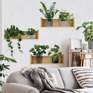 Wall Stickers 3pcs Plant Design Sticker Potted Pattern Decal Background Decoration And Beautification 231026