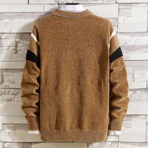 Men's Sweaters Men's Men O-neck Knitting Tops Stylish Striped Print Patchwork Sweater Slim Fit Long Sleeve Pullover Knit For Autumn