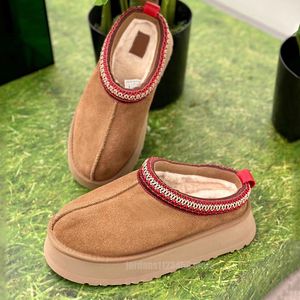 Australia platform tazz tasman mustard seed fur slippers classic ultra mini snow boots women winter sheepskin suede warm slip-on shoes black chestnut m10261