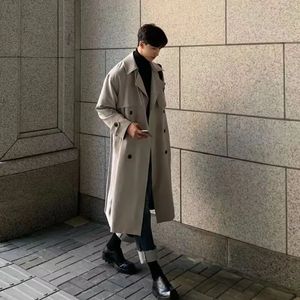 Mężczyźni łączy ponadzakręgany wiatrówki mężczyźni Koreański trend średniej długości przystojny nad kolanem British Autumn Winter para elegancka płaszcz 231026